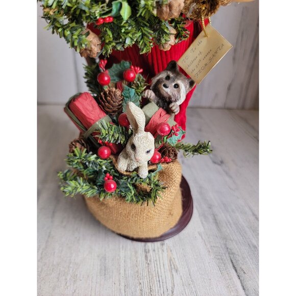 red cardinal Santa Claus statue centerpiece toy bag figure decor Xmas vintage - Picture 7 of 14